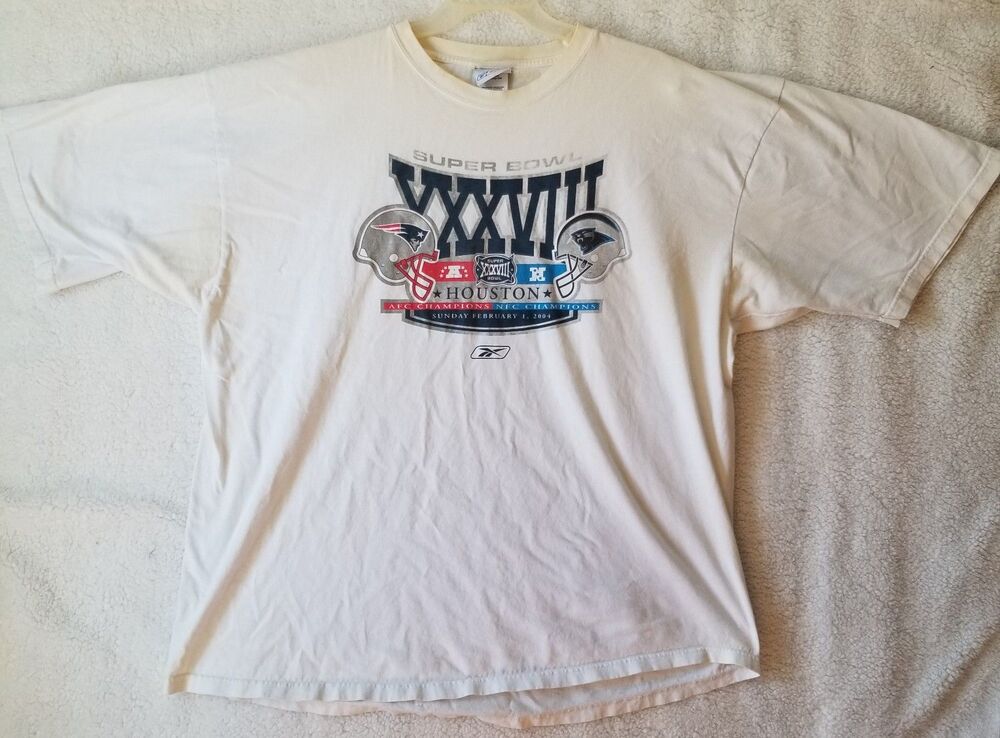 Super Bowl XXXVIII T‑Shirt 2004 Reebok 2XL Panthers Patriots